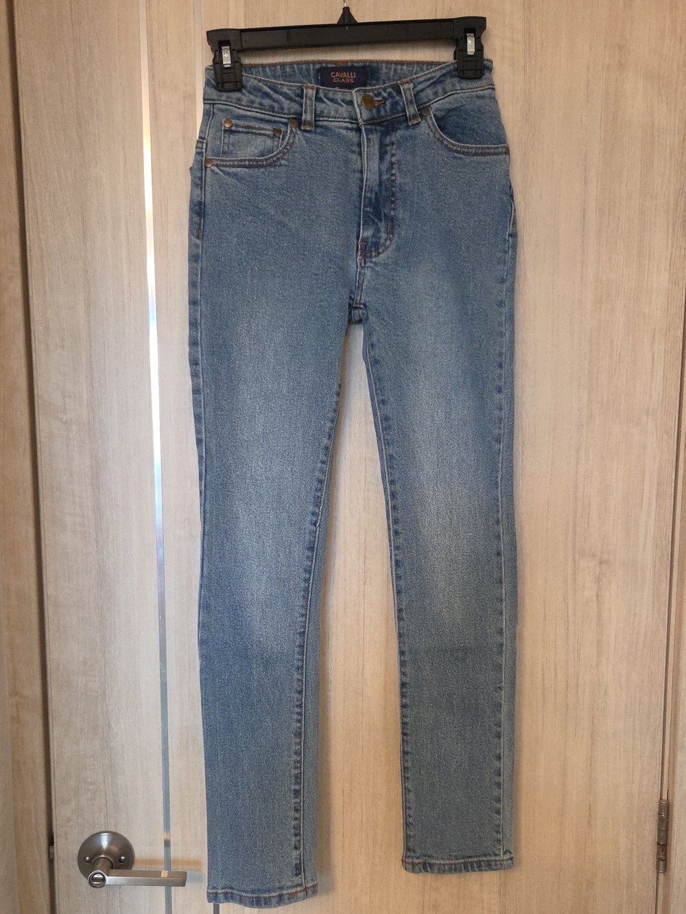 Cavalli Class Light Blue High-Rise Slim Jeans